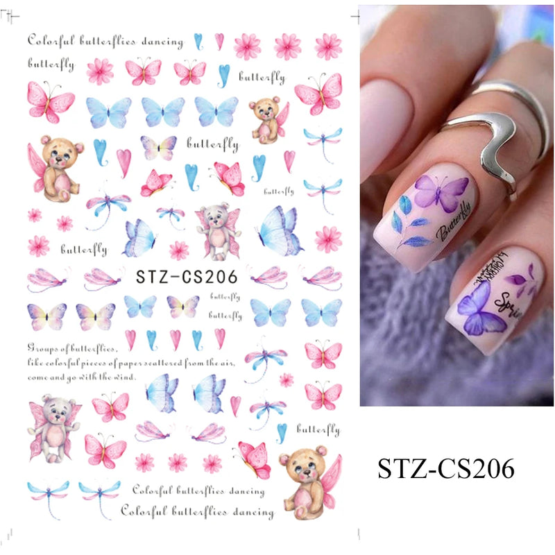 Aurora Laser Butterfly 3D Nail Stickers – Holographic Self-Adhesive Nail Decals