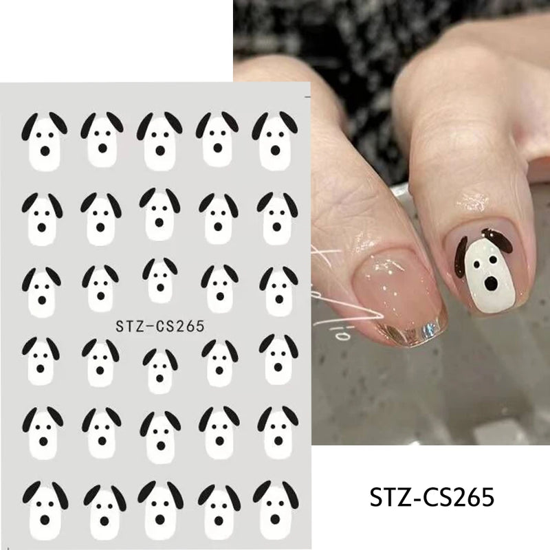 Cute 3D Cartoon Animal Nail Stickers – Dog, Cat & Bunny & More Self-Adhesive Manicure Decals