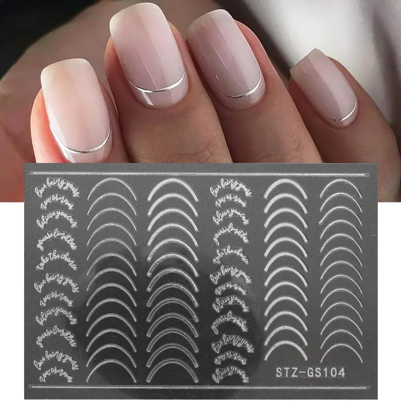 3D Gradient French Line Nail Stickers – Elegant DIY Nail Art Decals for French Tips & More