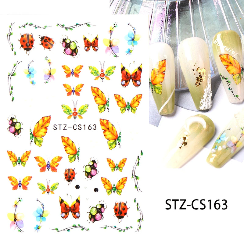 Aurora Laser Butterfly 3D Nail Stickers – Holographic Self-Adhesive Nail Decals