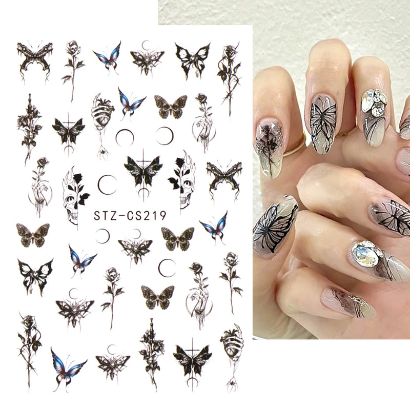 Aurora Laser Butterfly 3D Nail Stickers – Holographic Self-Adhesive Nail Decals