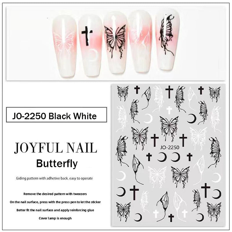 Aurora Laser Butterfly 3D Nail Stickers – Holographic Self-Adhesive Nail Decals