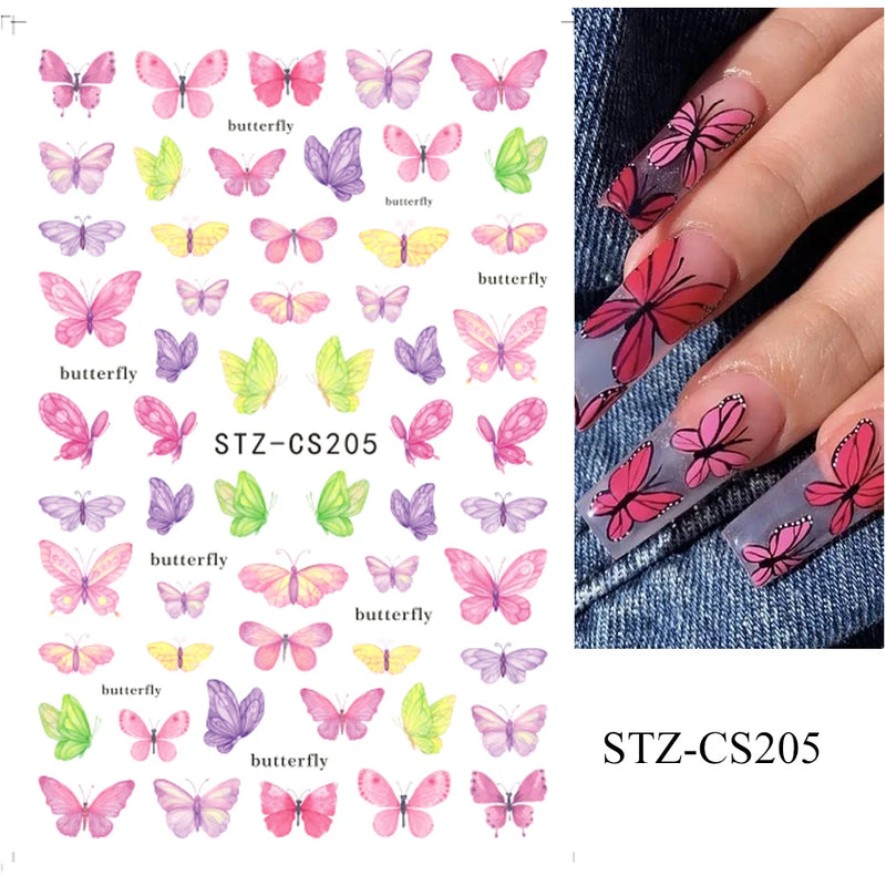 Aurora Laser Butterfly 3D Nail Stickers – Holographic Self-Adhesive Nail Decals