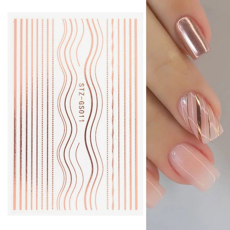 3D Gradient French Line Nail Stickers – Elegant DIY Nail Art Decals for French Tips & More