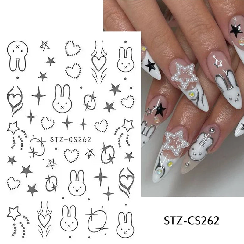 Cute 3D Cartoon Animal Nail Stickers – Dog, Cat & Bunny & More Self-Adhesive Manicure Decals