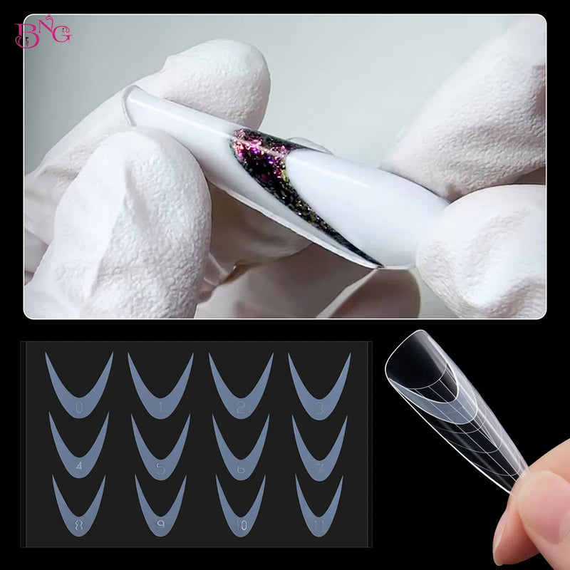 Dual Forms Nails Mold Form with French Tip Sticker Kit Silicone Pad Quick Building UV Gel Top Mould