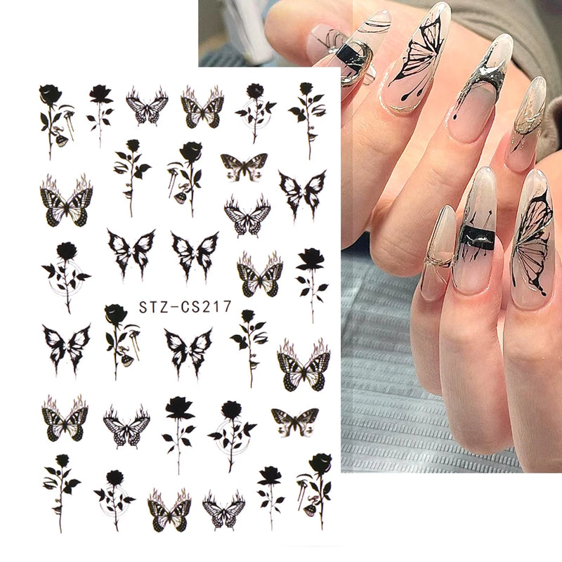 Aurora Laser Butterfly 3D Nail Stickers – Holographic Self-Adhesive Nail Decals