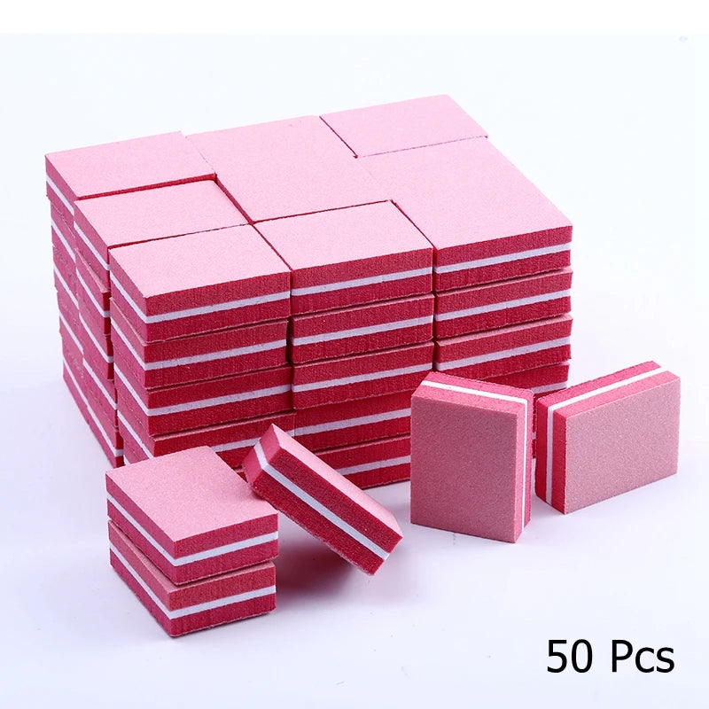 10/25/50pcs lot Double-sided Mini Nail File Blocks Colorful Sponge Nail Polish Sanding Buffer Strips