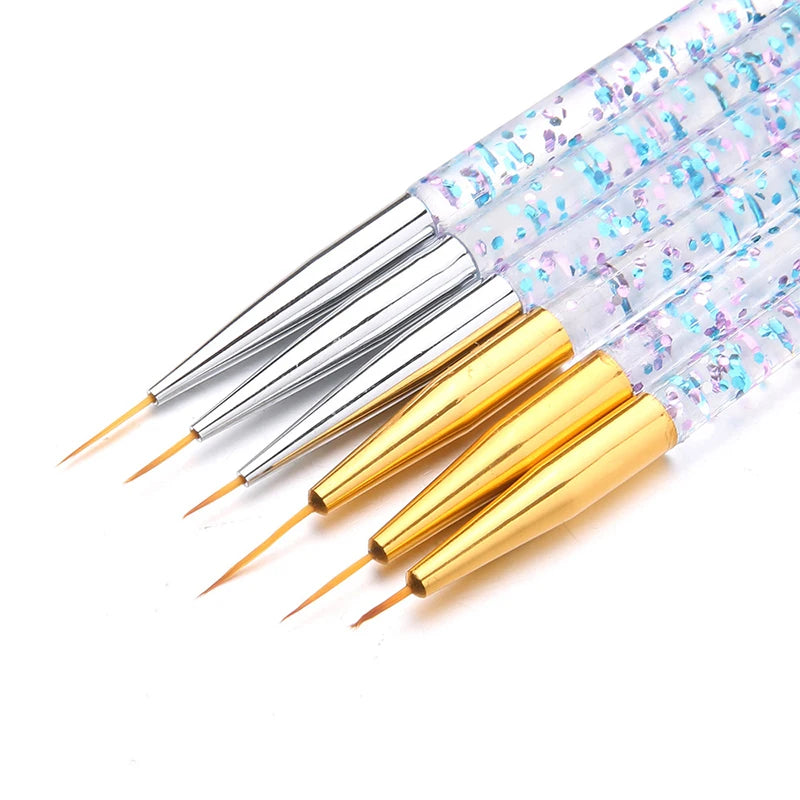 3-Piece Acrylic Nail Art Liner Brush Set – Fine Detail & French Stripe Painting Tools for UV Gel