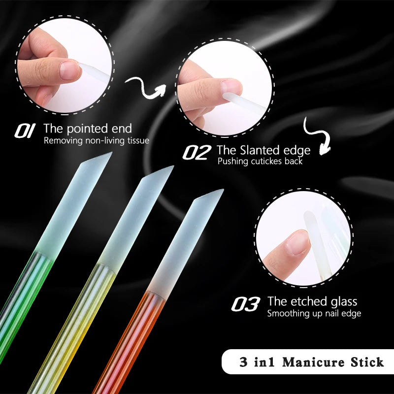 1Pcs Glass Cuticle Pusher Nail Manicure Stick Professional Precision Filing Cuticle Remover Pedicure