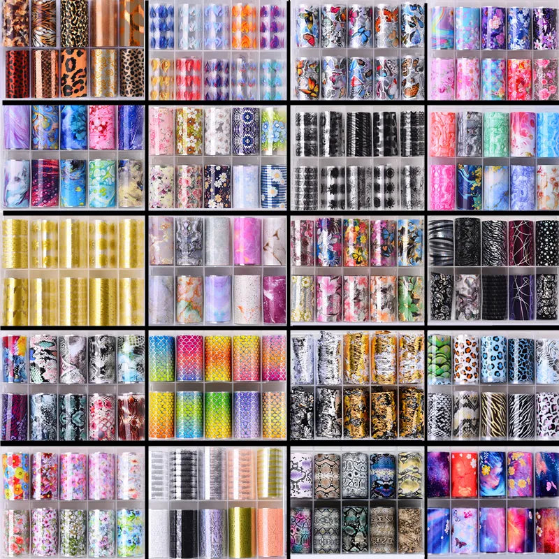 100 Patterns Animal Nail Foils for Transfer Paper Stickers Sliders Adhesive Nails Wraps DIY Water