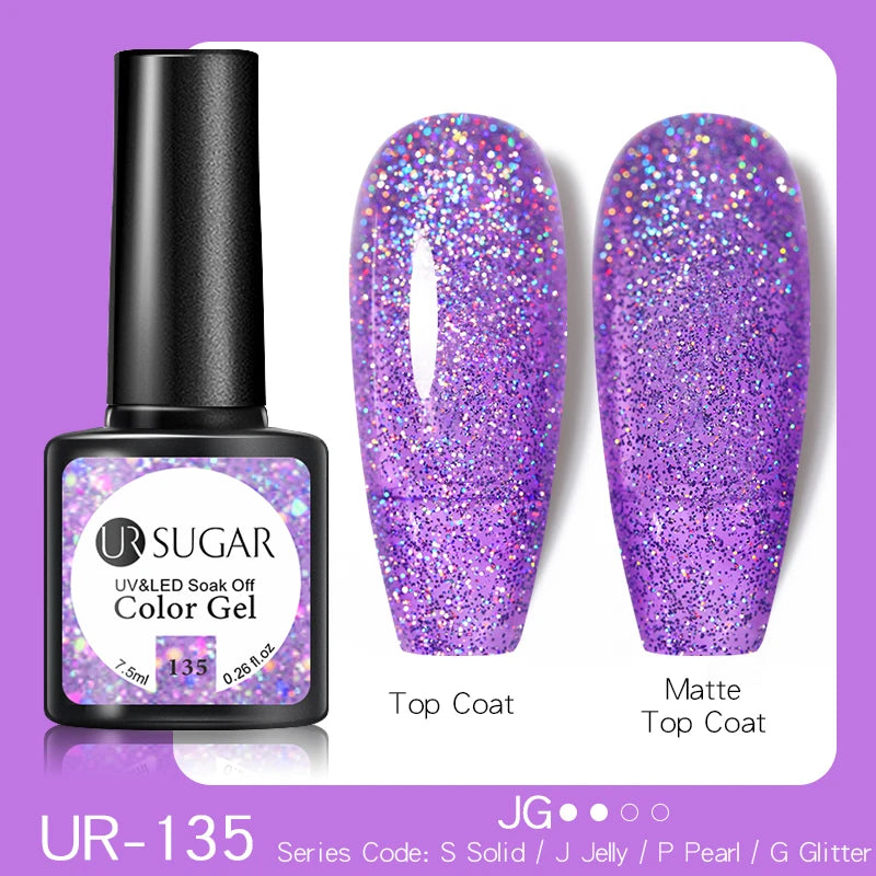 Glitter UV Gel Nail Polish Glitter Sequins Soak Off UV Gel Varnish Colorful Nail Gel Polish DIY