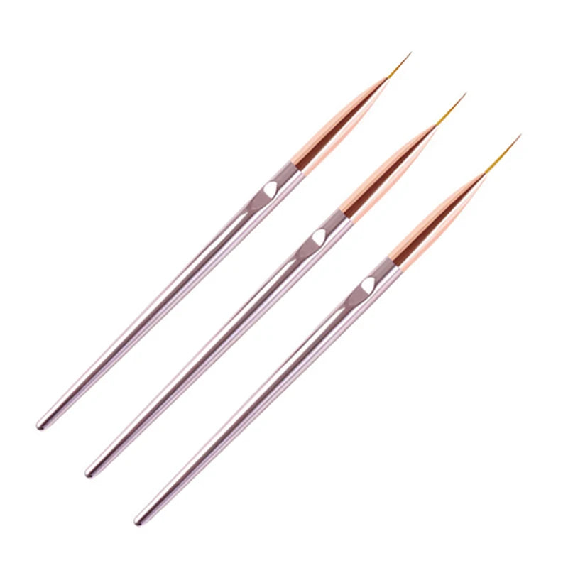 3-Piece Acrylic Nail Art Liner Brush Set – Fine Detail & French Stripe Painting Tools for UV Gel