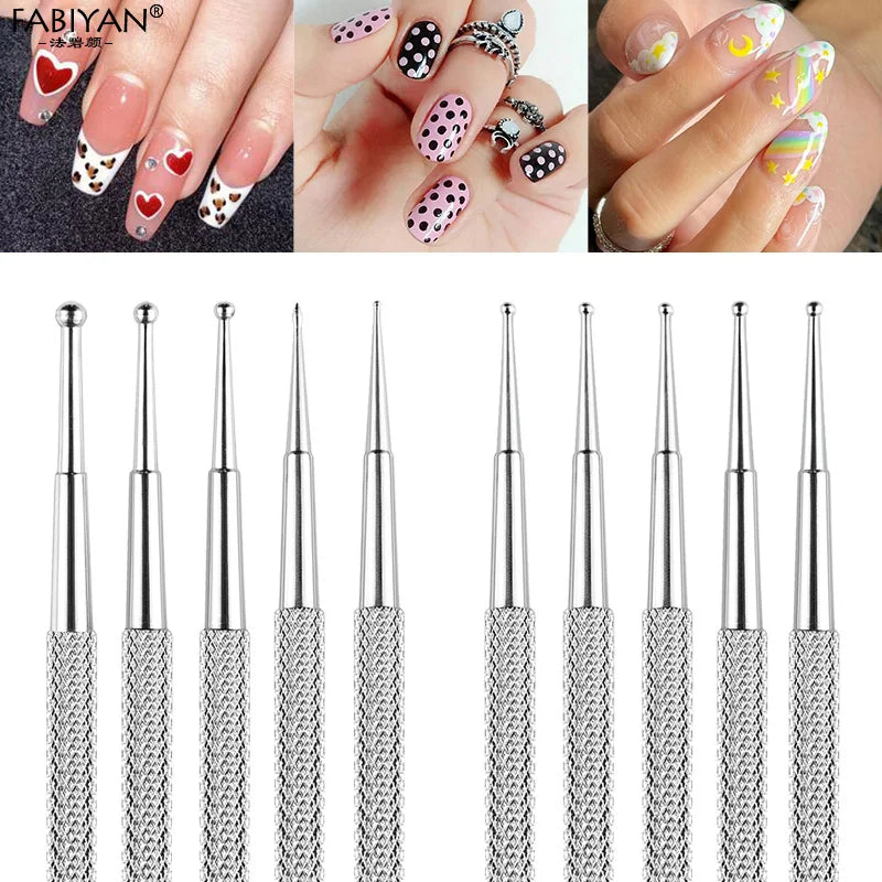 Manicure Tools Nail Art Dotting Rhinestone Flower Pen Stainless Steel Crystal Dual End