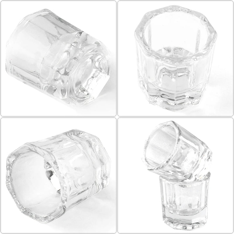 Nail Crystal Glass Nail Cup Acrylic Liquid Dappen Dish Clear Bowl Nail Powder Holder Container