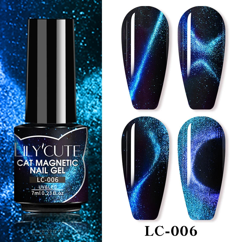 LILYCUTE 7ml Platinum Cat Eye Gel Polish – Rose Gold Foil Effect, Magnetic UV Gel for Nail Art