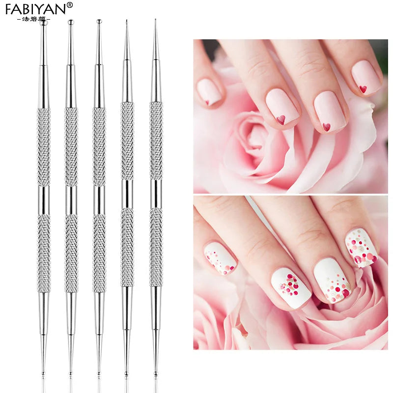 Manicure Tools Nail Art Dotting Rhinestone Flower Pen Stainless Steel Crystal Dual End