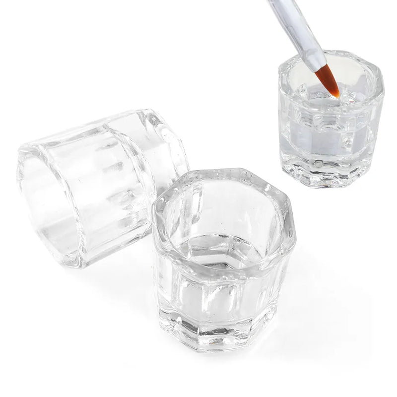 Nail Crystal Glass Nail Cup Acrylic Liquid Dappen Dish Clear Bowl Nail Powder Holder Container