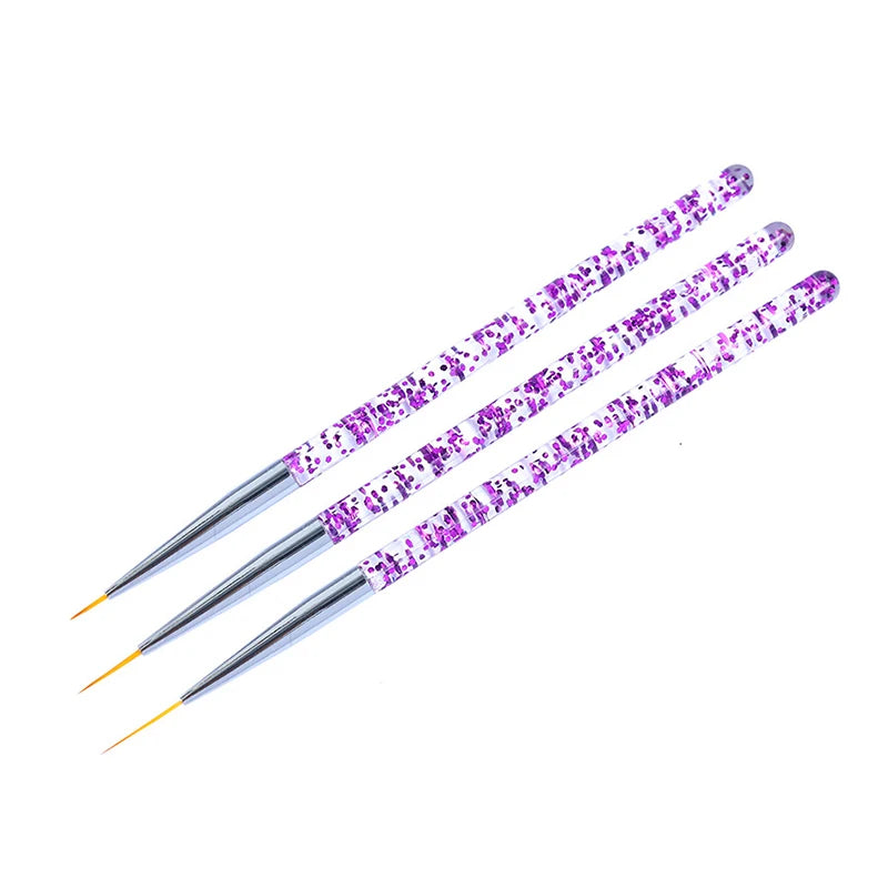 3-Piece Acrylic Nail Art Liner Brush Set – Fine Detail & French Stripe Painting Tools for UV Gel