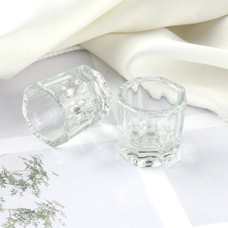 Nail Crystal Glass Nail Cup Acrylic Liquid Dappen Dish Clear Bowl Nail Powder Holder Container