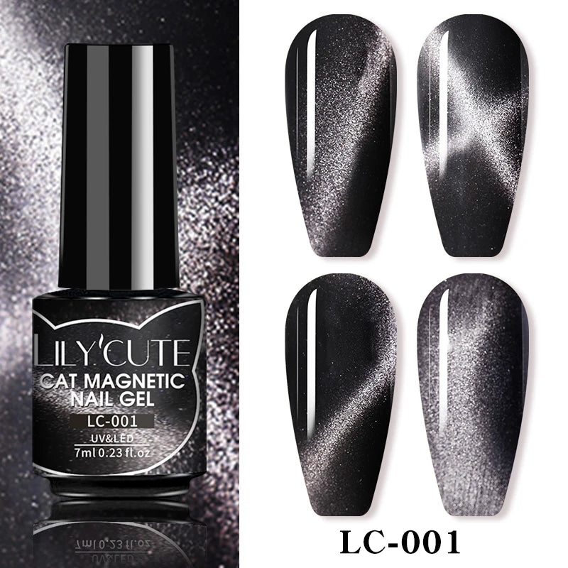 LILYCUTE 7ml Platinum Cat Eye Gel Polish – Rose Gold Foil Effect, Magnetic UV Gel for Nail Art