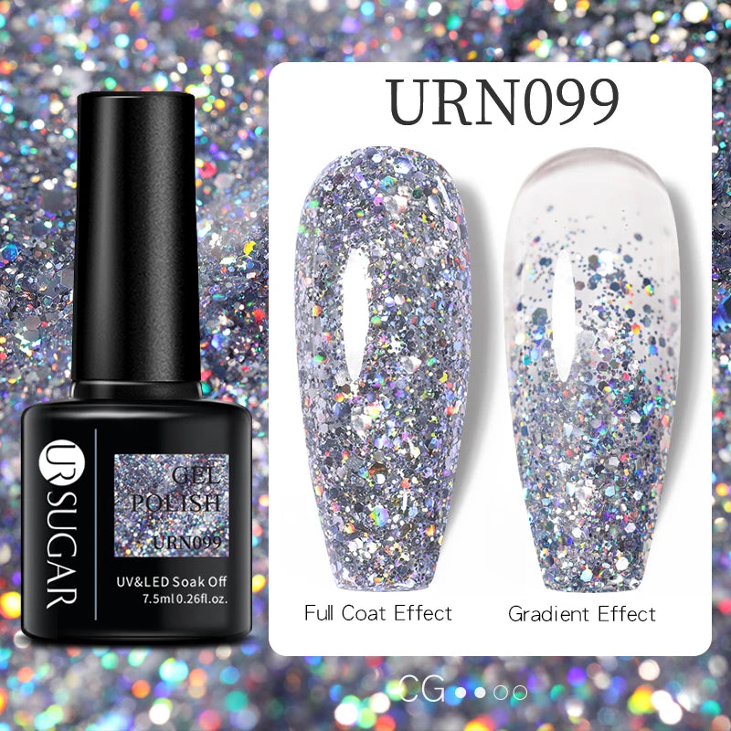 Glitter UV Gel Nail Polish Glitter Sequins Soak Off UV Gel Varnish Colorful Nail Gel Polish DIY