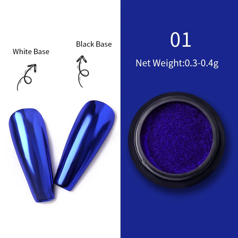 Pearl Aurora Nail Powder – Purple, Pink, Blue Chrome Glitter Pigment for UV Gel Polish Manicure