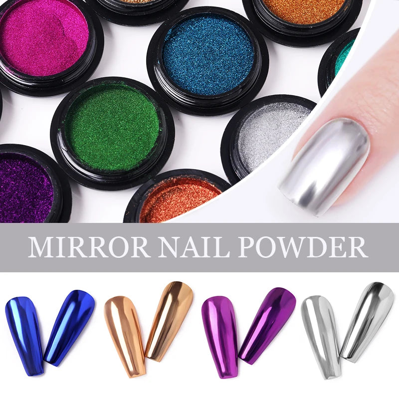 LILYCUTE Nail Mirror Glitter Powder – Metallic Chrome Dust for UV Gel Polish Nail Art