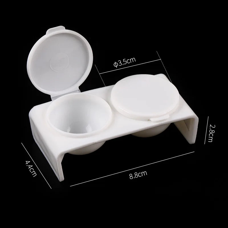 2Pcs White Acrylic Liquid Dappen Dish, Twin Cup Nail Art Pigment Holder