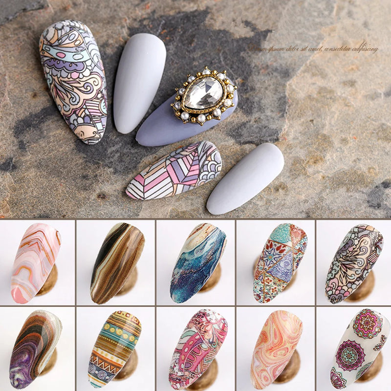 100 Patterns Animal Nail Foils for Transfer Paper Stickers Sliders Adhesive Nails Wraps DIY Water