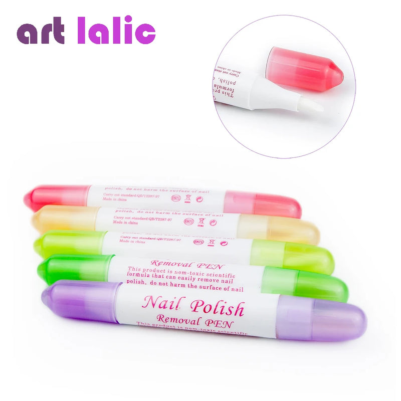 Nail Art Polish Corrector Pen with Refillable Remover and Replacement Tips - Precise Mistake Cleaner