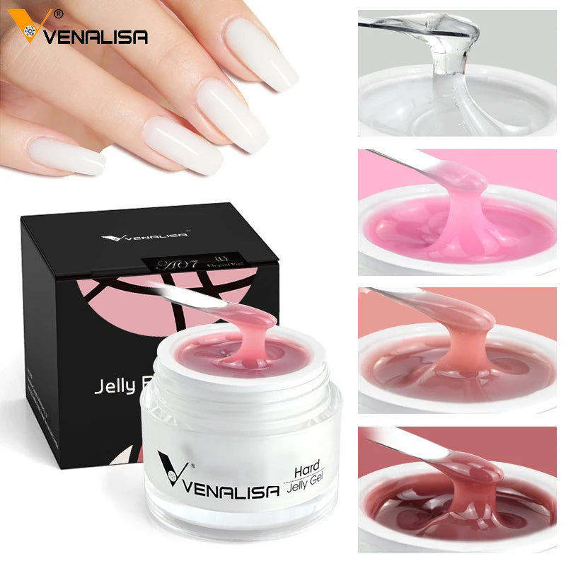 15ml Venalisa Jelly Nail Extend Gel – Clear & Natural Camouflage for DIY French Nail Art