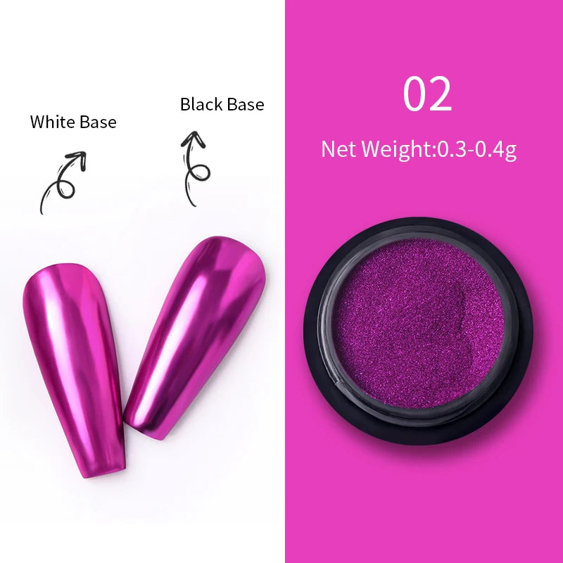 Pearl Aurora Nail Powder – Purple, Pink, Blue Chrome Glitter Pigment for UV Gel Polish Manicure