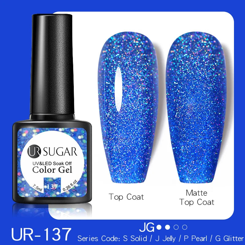 Glitter UV Gel Nail Polish Glitter Sequins Soak Off UV Gel Varnish Colorful Nail Gel Polish DIY