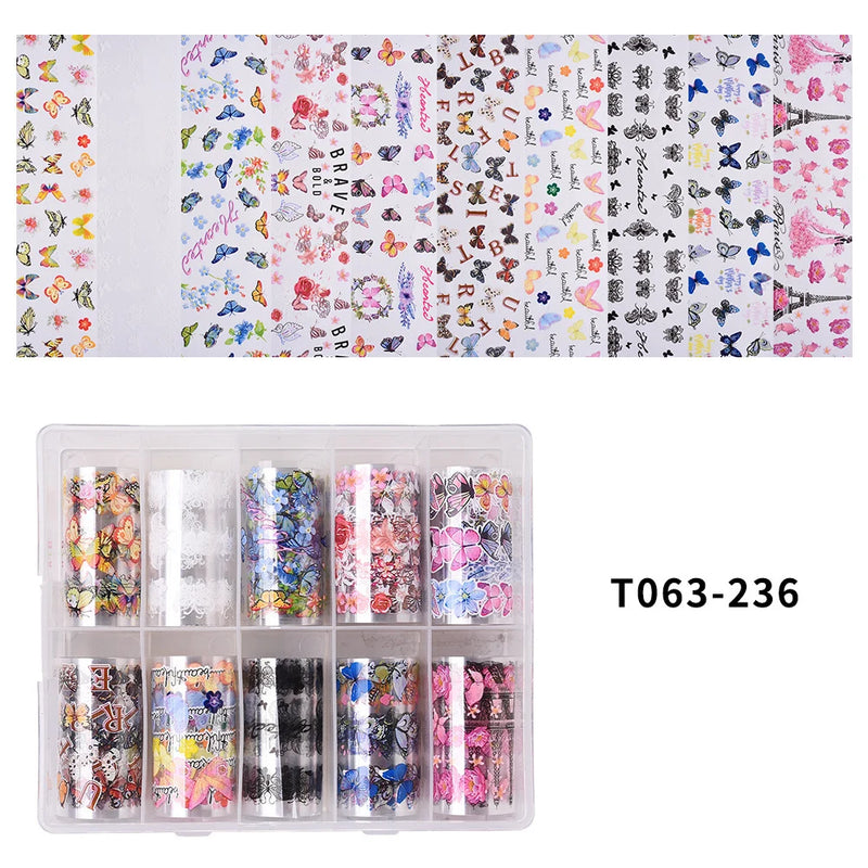 100 Patterns Animal Nail Foils for Transfer Paper Stickers Sliders Adhesive Nails Wraps DIY Water