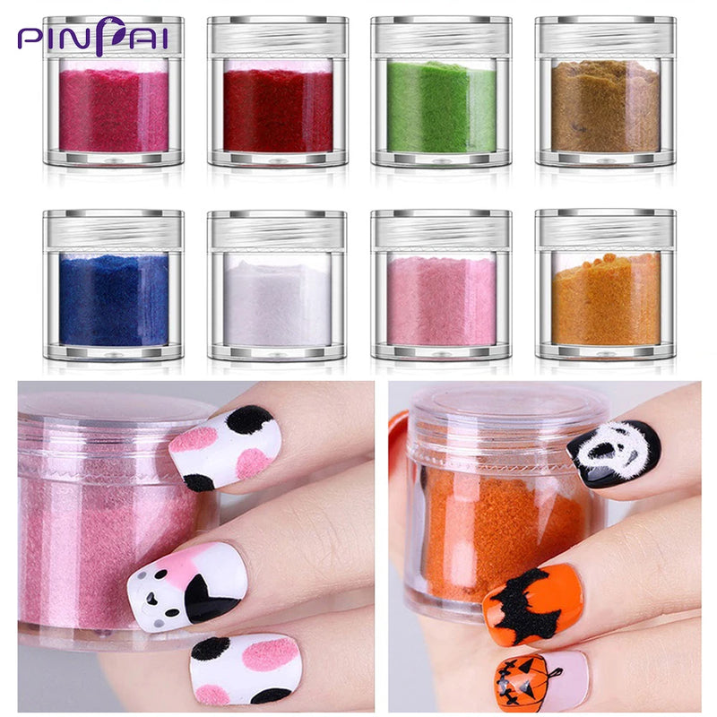 10 Colours Velvet Nail Powder – Fuzzy Flocking Nail Art Dust