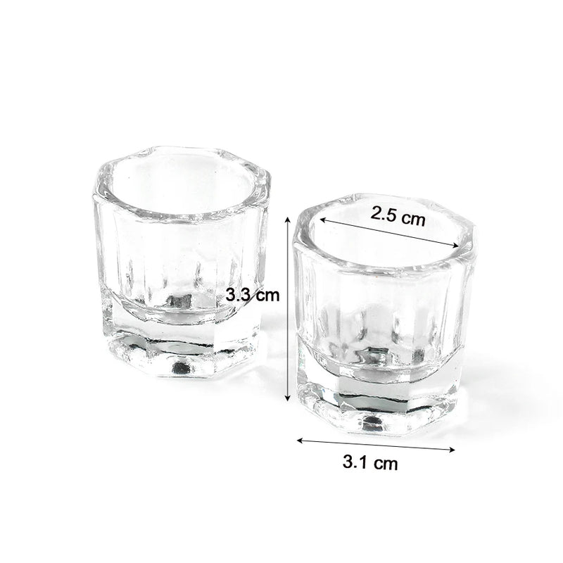 Nail Crystal Glass Nail Cup Acrylic Liquid Dappen Dish Clear Bowl Nail Powder Holder Container