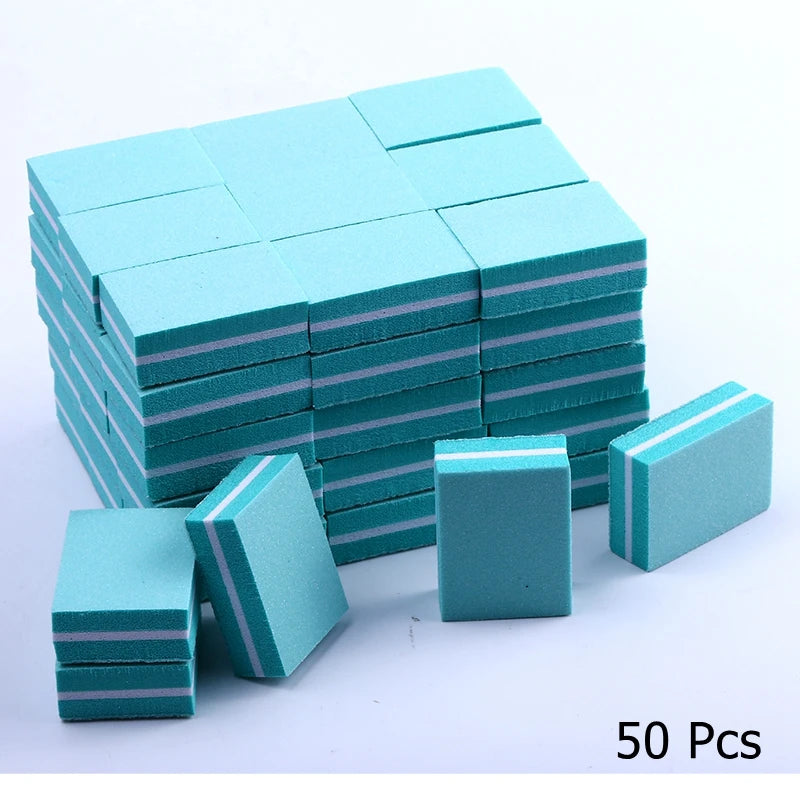 10/25/50pcs lot Double-sided Mini Nail File Blocks Colorful Sponge Nail Polish Sanding Buffer Strips