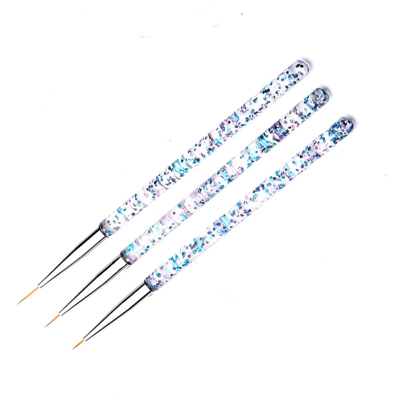 3-Piece Acrylic Nail Art Liner Brush Set – Fine Detail & French Stripe Painting Tools for UV Gel