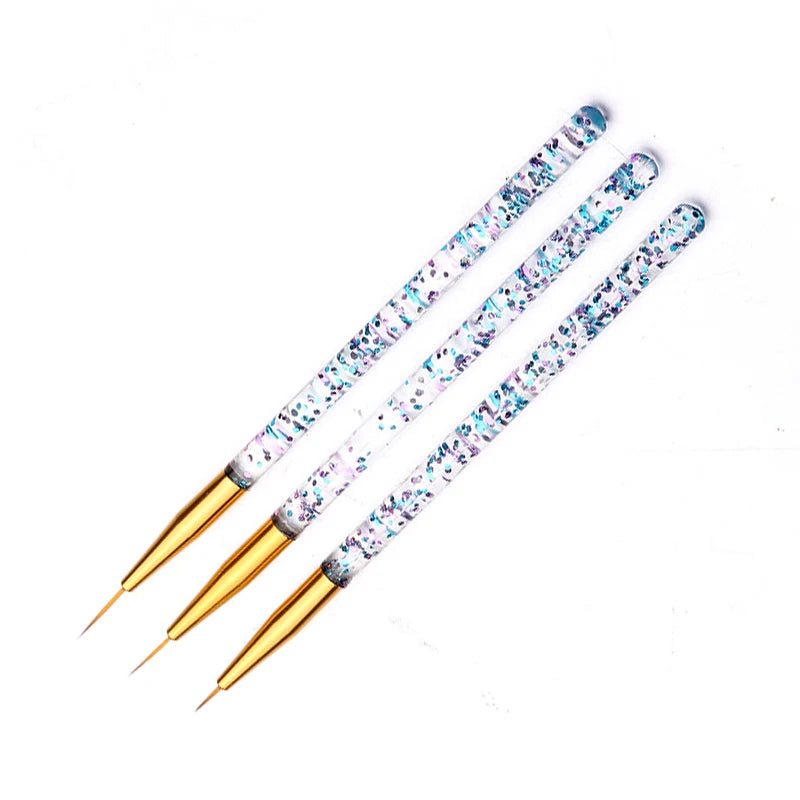 3-Piece Acrylic Nail Art Liner Brush Set – Fine Detail & French Stripe Painting Tools for UV Gel