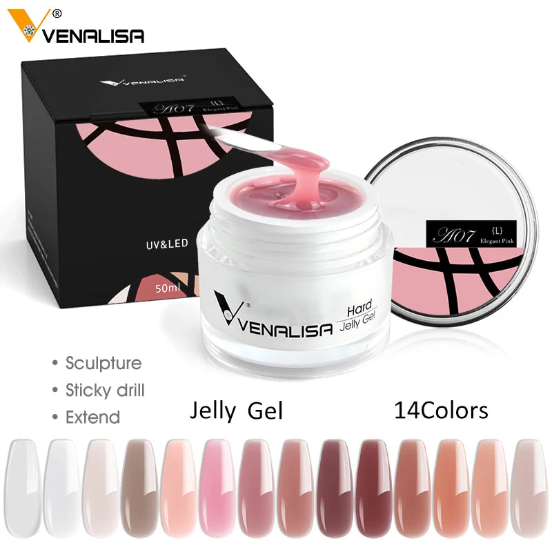 15ml Venalisa Jelly Nail Extend Gel – Clear & Natural Camouflage for DIY French Nail Art