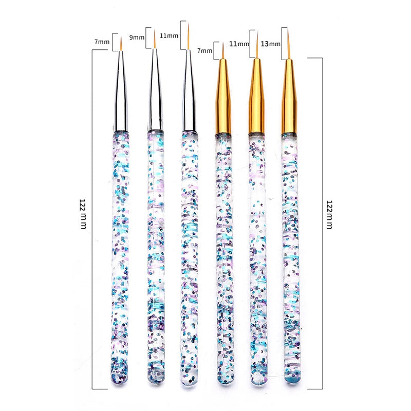 3-Piece Acrylic Nail Art Liner Brush Set – Fine Detail & French Stripe Painting Tools for UV Gel