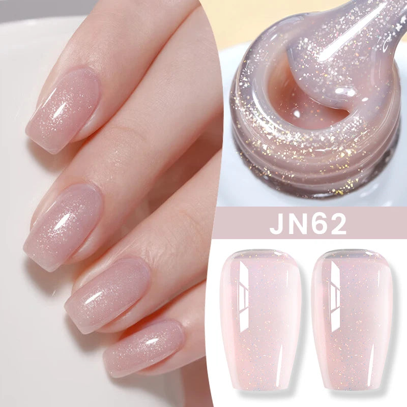 BORN PRETTY Jelly Nude Gel Nail Polish 10ml - Light Pink Peach Translucent UV Gel Varnish