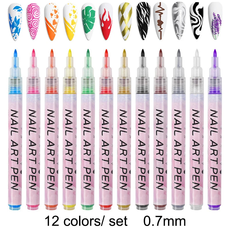 Waterproof Nail Art Drawing Pens – Acrylic Liner for DIY 3D Designs, Fine Patterns & Graffiti