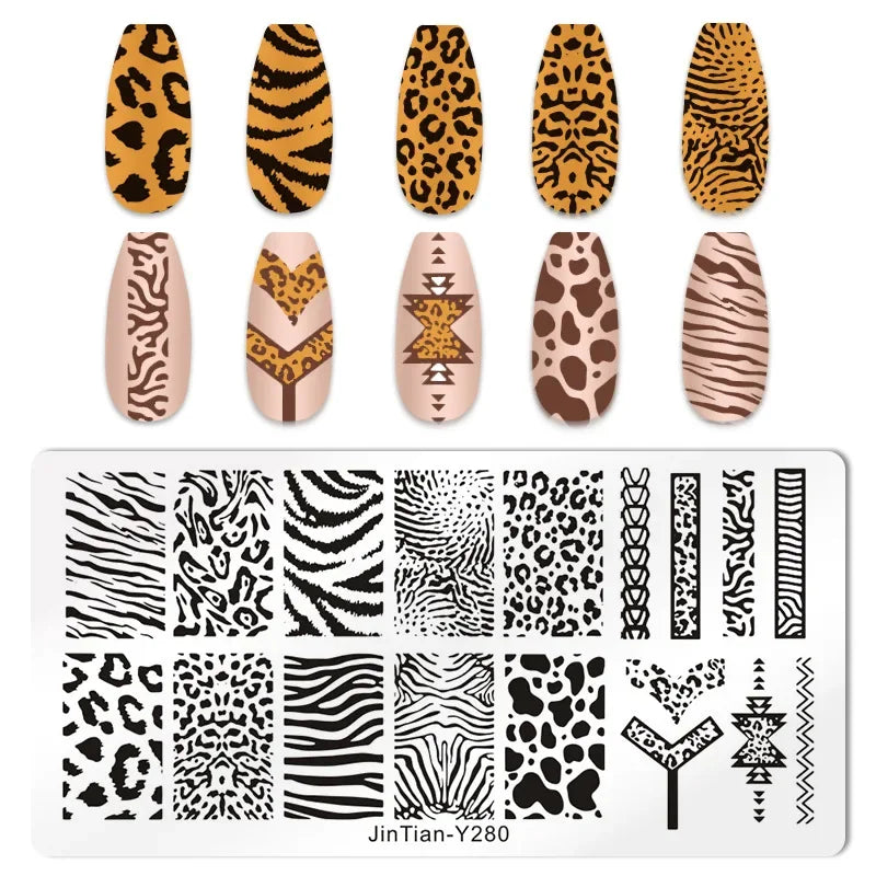 Nail Stamping Plates – Animal Prints, Letters, Hearts, Flowers & More – Stencil for Nail Art Designs