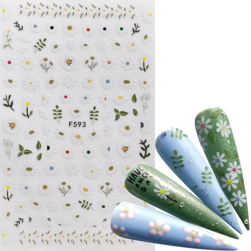 3D Fashion Poster Portrait Flower Nail Art Stickers – DIY Nail Decals