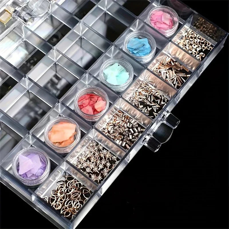 72/79/120 Grids Acrylic Organizer Box with Drawers – Transparent Nail Art Storage