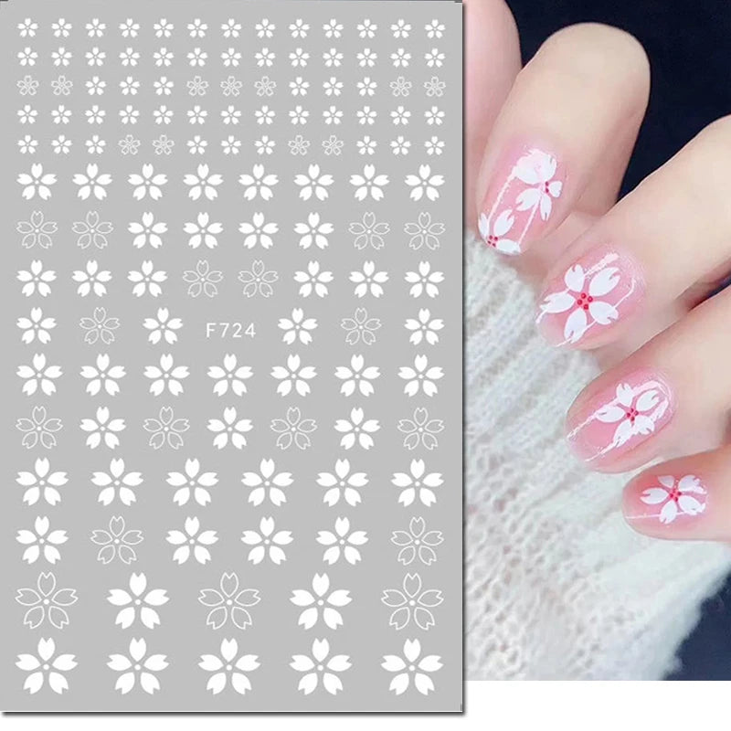 3d Nail Art Decals Summer Daisy Fruits White Florals Petals Flowers Adhesive Sliders Nail Stickers