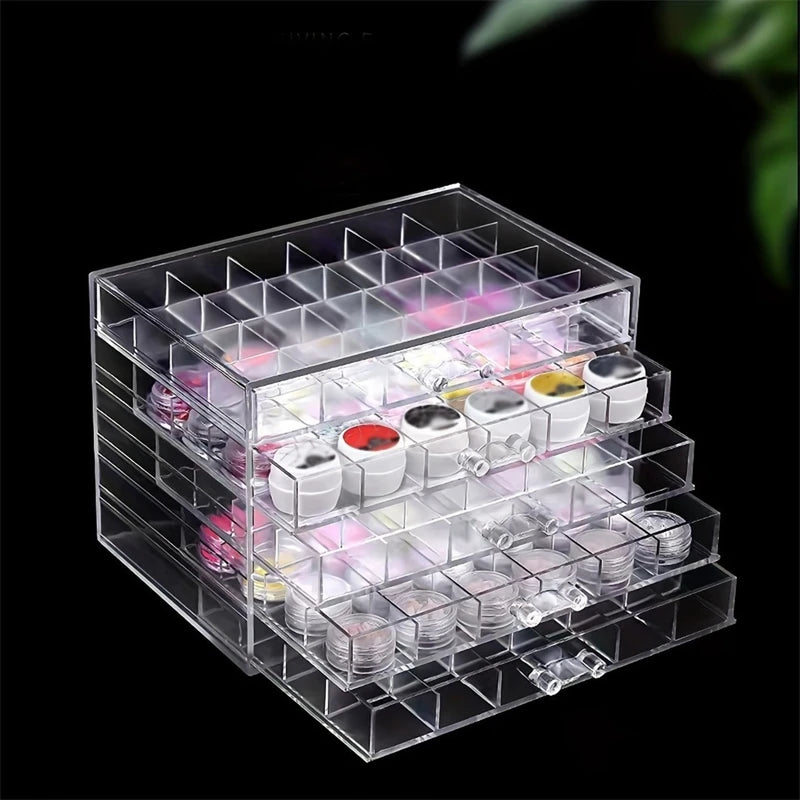 72/79/120 Grids Acrylic Organizer Box with Drawers – Transparent Nail Art Storage