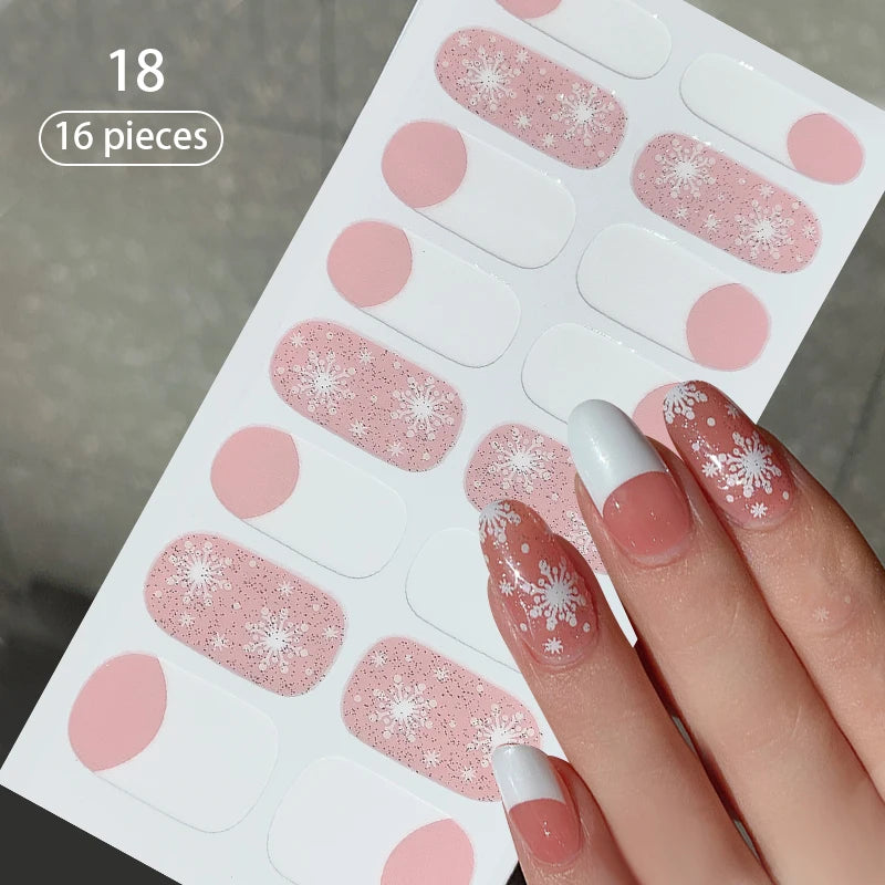 Pink Nude Full Cover Nail Stickers – Gradient Self-Adhesive Nail Wraps